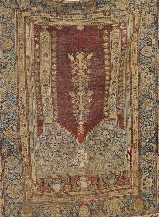 A late 18th/early 19th Century Kula prayer rug with Harounoff & Co label